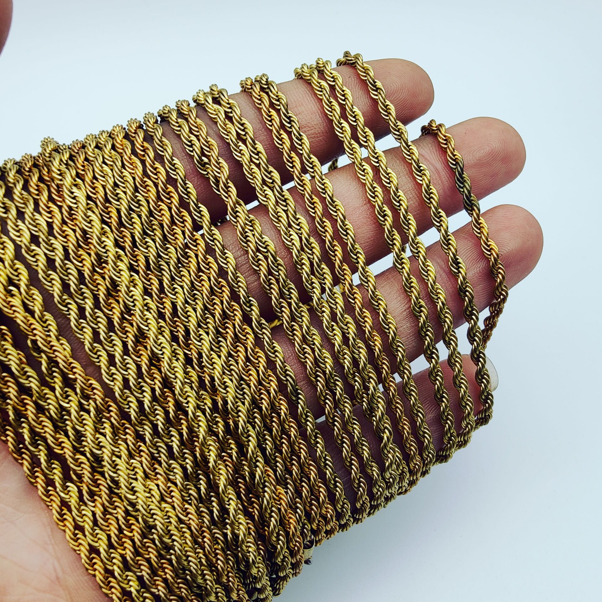 跨境欧美男士项链3mm铜麻花链毛胚嘻哈潮流外贸扭绳链配链-阿里巴巴