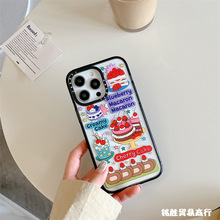 涂鸦可爱草莓蛋糕iphone15Pro适用磁吸苹果14Pro max手机壳12女13