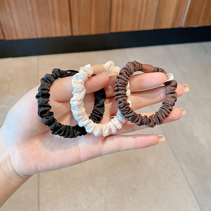 Simple Basic High Elasticity Black Color & Pleats Small Intestine Hair Ring Female Rubber Band for Hair Ties Hair Rope Tie Height Ponytail Hair String