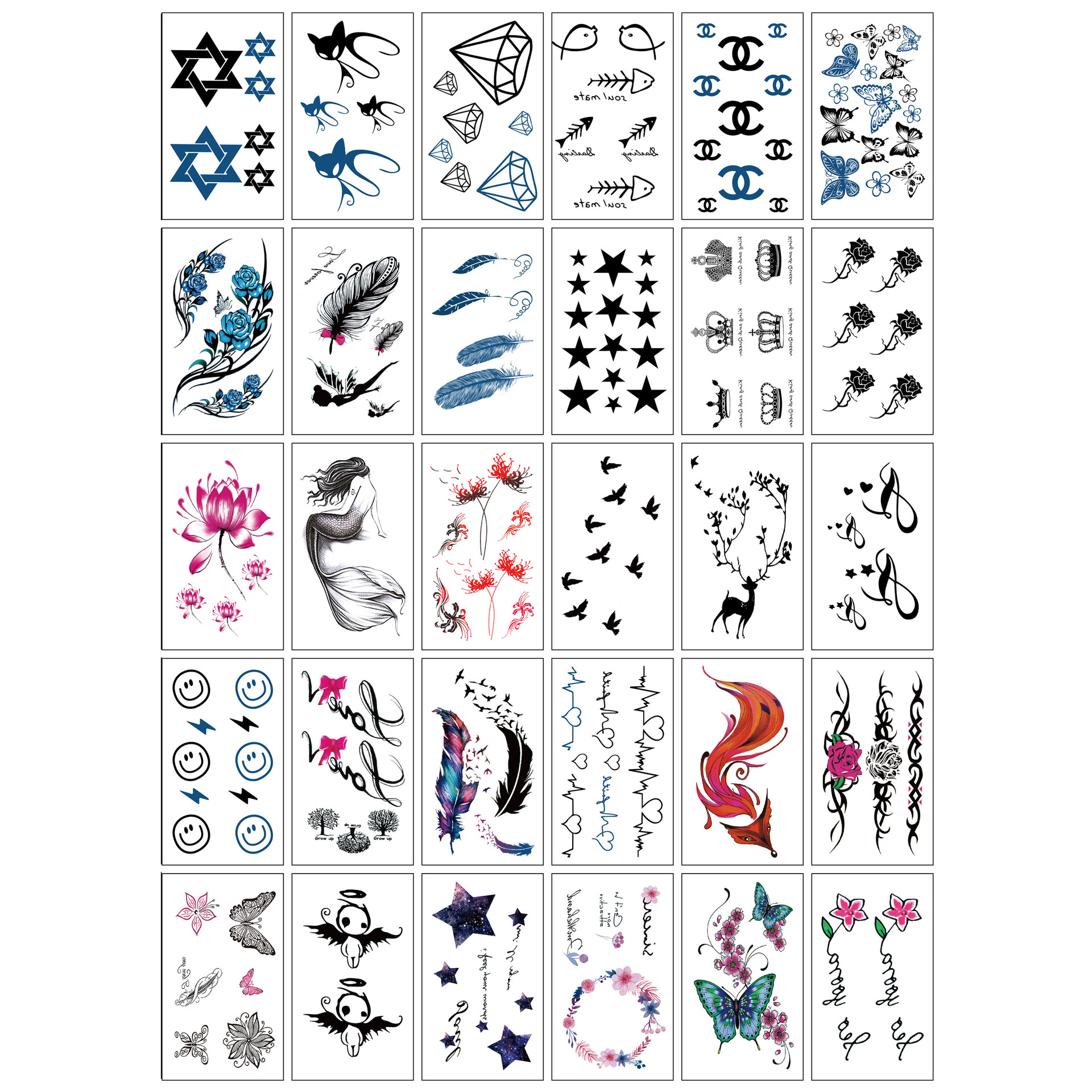 现货批发小清新纹身贴 韩国图腾 刺青 逼真花臂男女临时文身贴纸