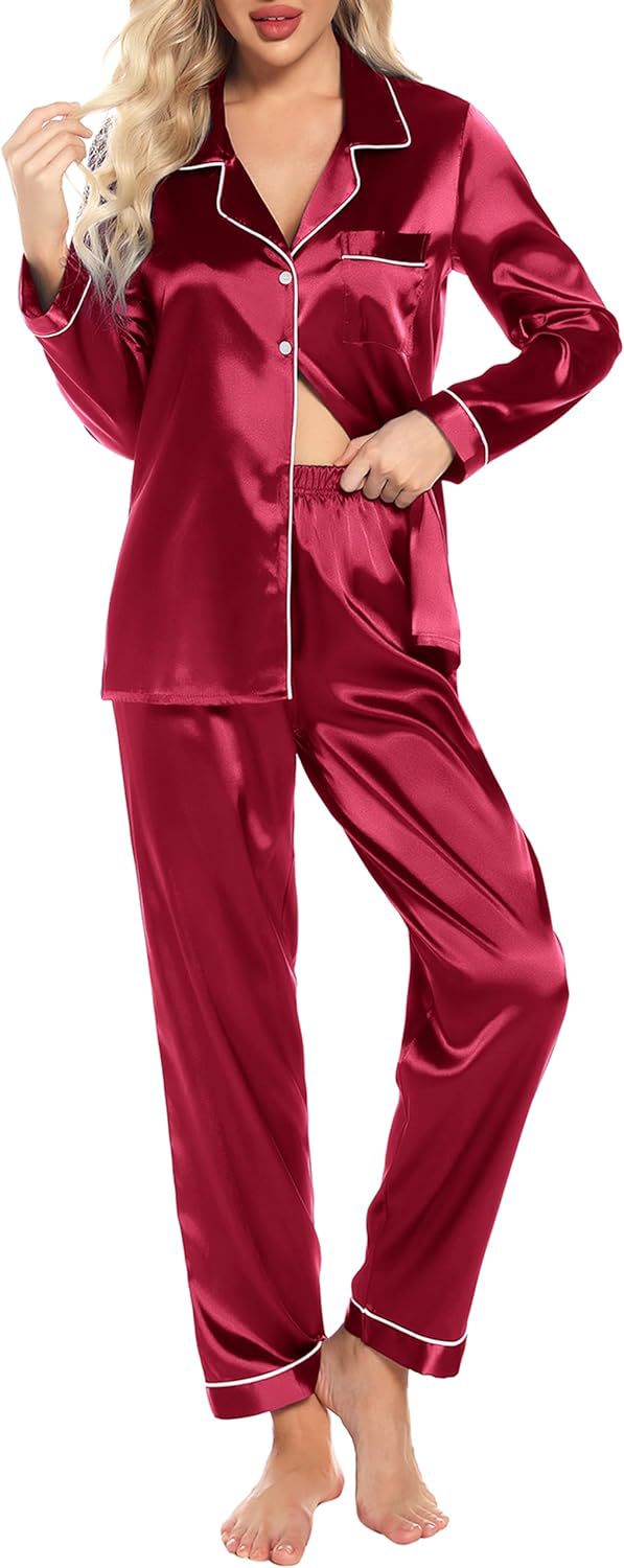 Cross-Border E-Commerce Amazon Dried Shrimp AliExpress Ice Silk Pajamas Women's Long-Sleeved Satin plus Size Pajamas Home Wear