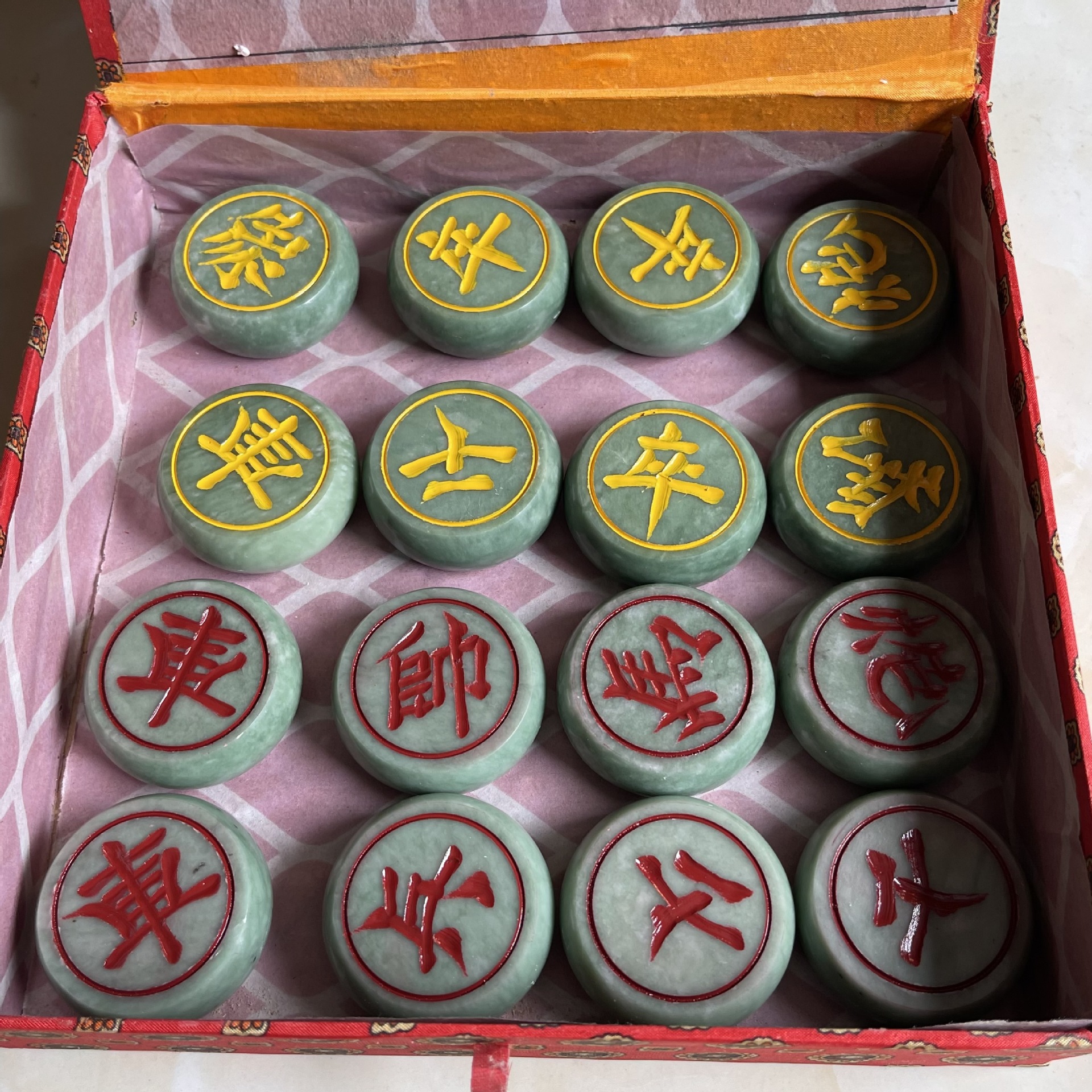 翠玉象棋玉石蓝田玉中国象棋棋盘套装长辈老人礼物节日创意礼品