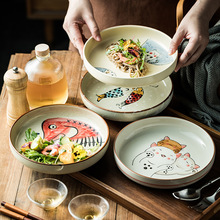 日式陶瓷深盘子家用盘菜盘浅盘菜碟餐厅酒店创意餐具炒菜餐盘批发