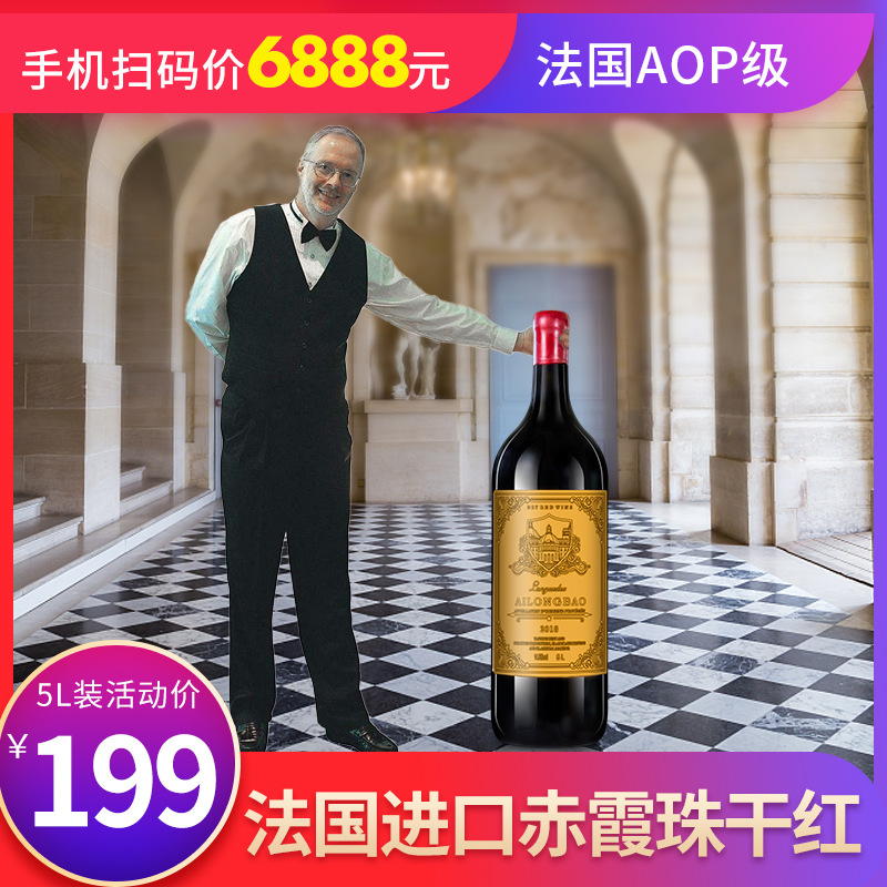 5l大瓶装红酒 爱龙堡庄园赤霞珠干红葡萄酒 法国进口红酒批发招商