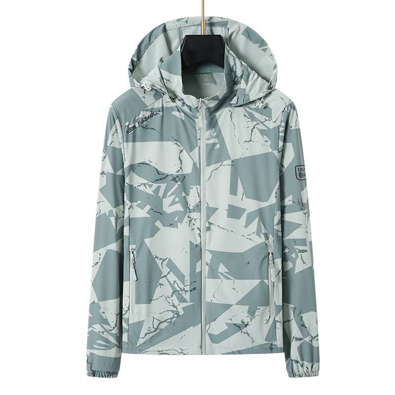 Outdoor Couple Camouflage Sun Protection Clothing Men's and Women's Nylon Ice Silk Wind Shield UV Protection High Elasticity Printable Logo