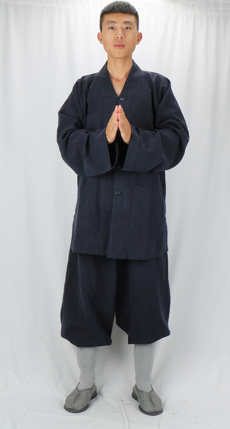 相牌僧服亚麻棉麻短褂套装男秋冬款僧褂僧衣女款小褂僧人和尚衣服