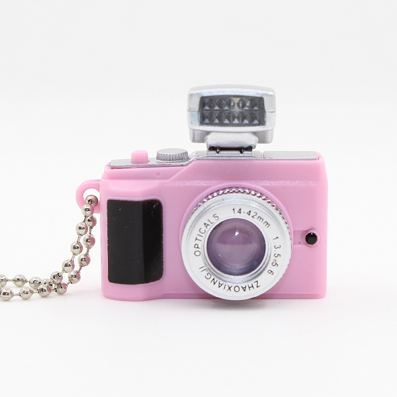Daisy Small Camera Led Light Sounding Luminous Keychain Camera Necklace Pendant Creative Gift Key Ring