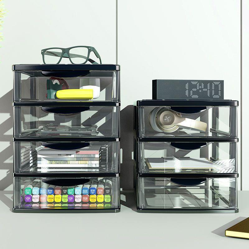 透明办公桌面收纳盒抽屉式化妆品收纳柜桌上学生宿舍文件杂物批发