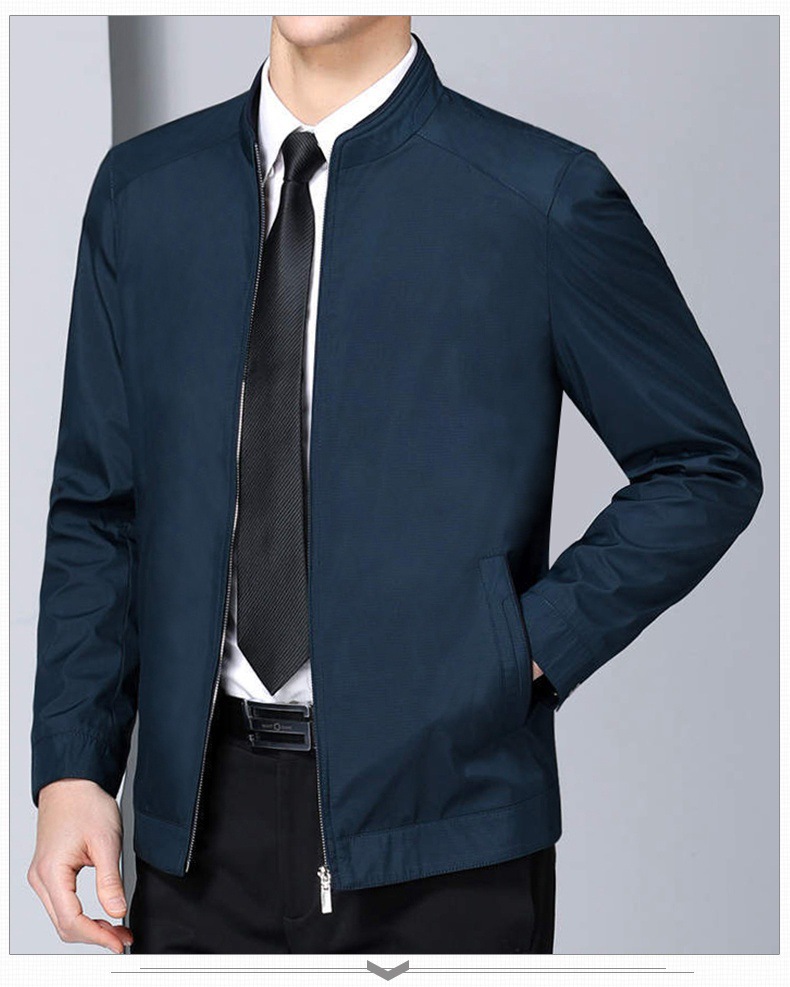 2022春秋季夹克男士公务员外套中老年宽松薄款立领领导干部衫批发