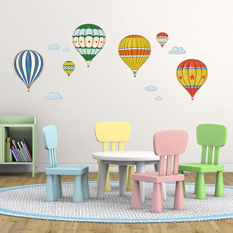 彩色热气球幼儿园墙壁装饰儿童宝宝卧室墙贴跨境速卖通代发-阿里巴巴