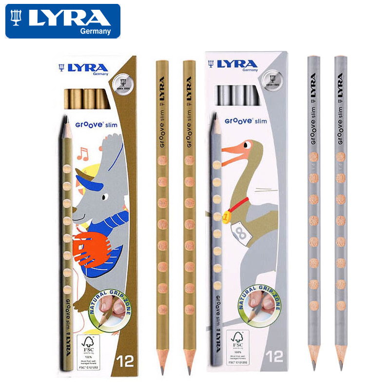 德国艺雅lyra红点设计奖矫正握姿水性环保漆金银色三角洞洞铅笔