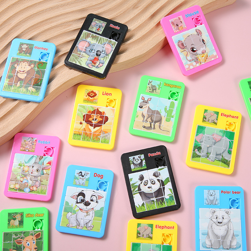 Cartoon Animal Sliding Puzzle Klotski 16 Grid Maze Educational Small Toy Children's School Kindergarten Gifts