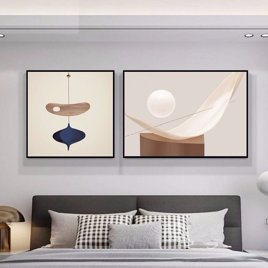 卧室床头背景墙装饰画现代简约酒店宾馆房间壁画客房墙面挂画实惠