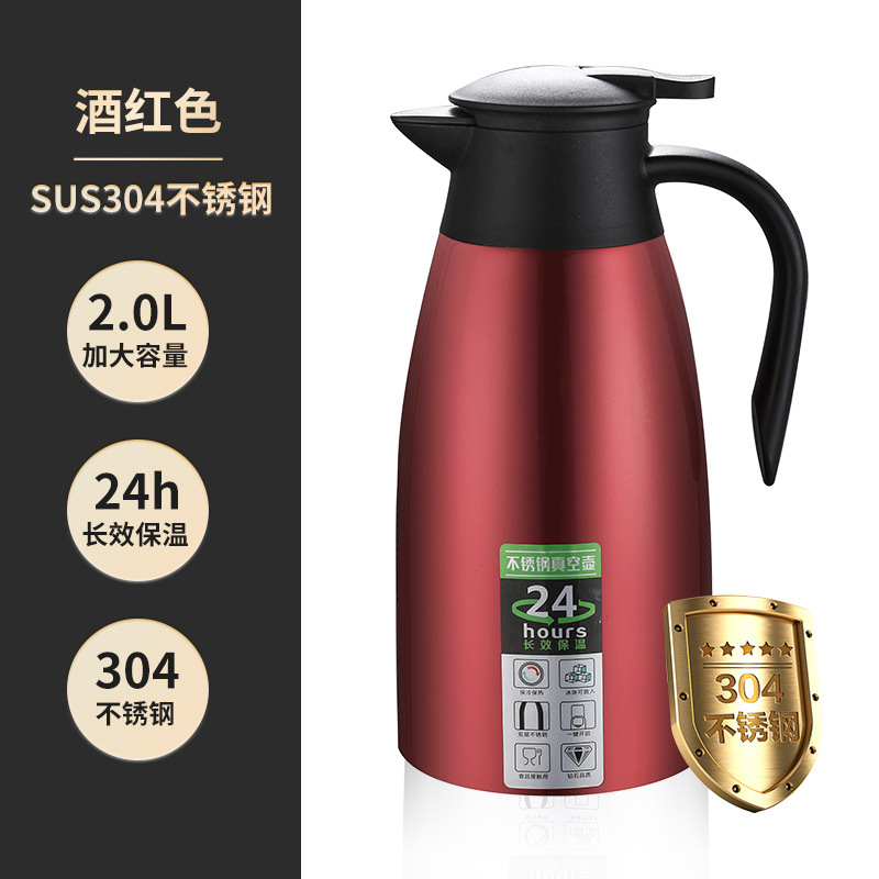 304 Stainless Steel Vacuum Insulated Pot Thermo European Coffee Pot Kettle Household 2l Gift Commercial Logo