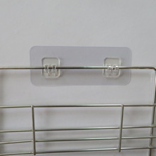 批发免打孔无痕卡扣厨房卫生间爪扣家用挂钩配件不锈钢置物架透明