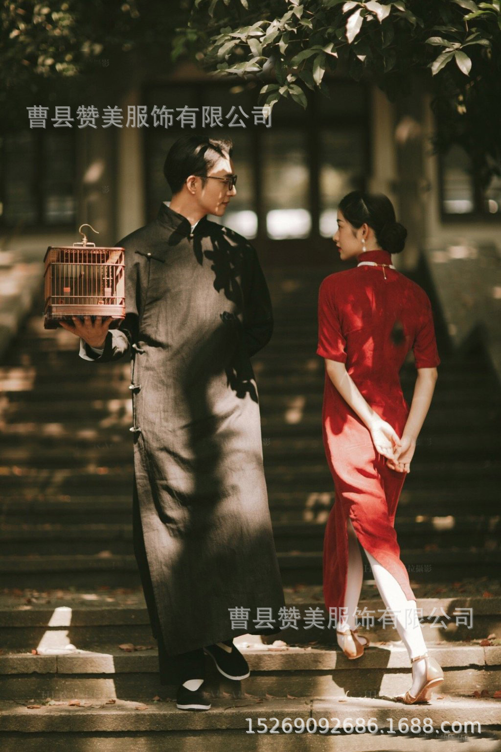 影楼拍照主题服装摄影街拍款情侣写真女民国复古旗袍中国风艺术照