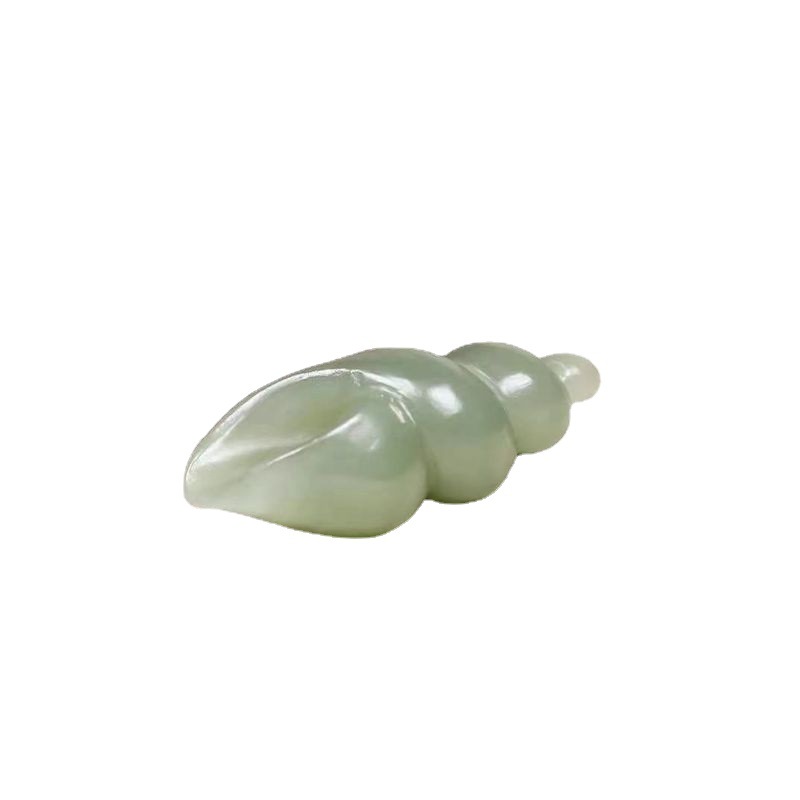 温润斋天然和田玉青海料湖水绿玉石海螺吊坠玉器扭转乾坤挂件送证