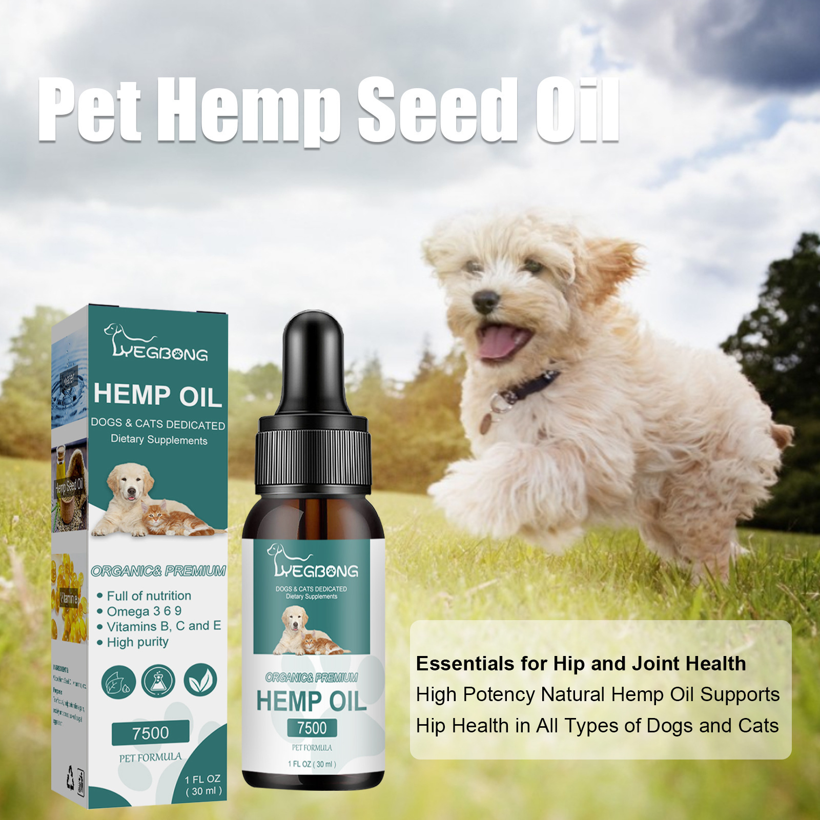Yegbong Pet Hemp Seed Oil Dogs and Cats Anorexia Essential Oil