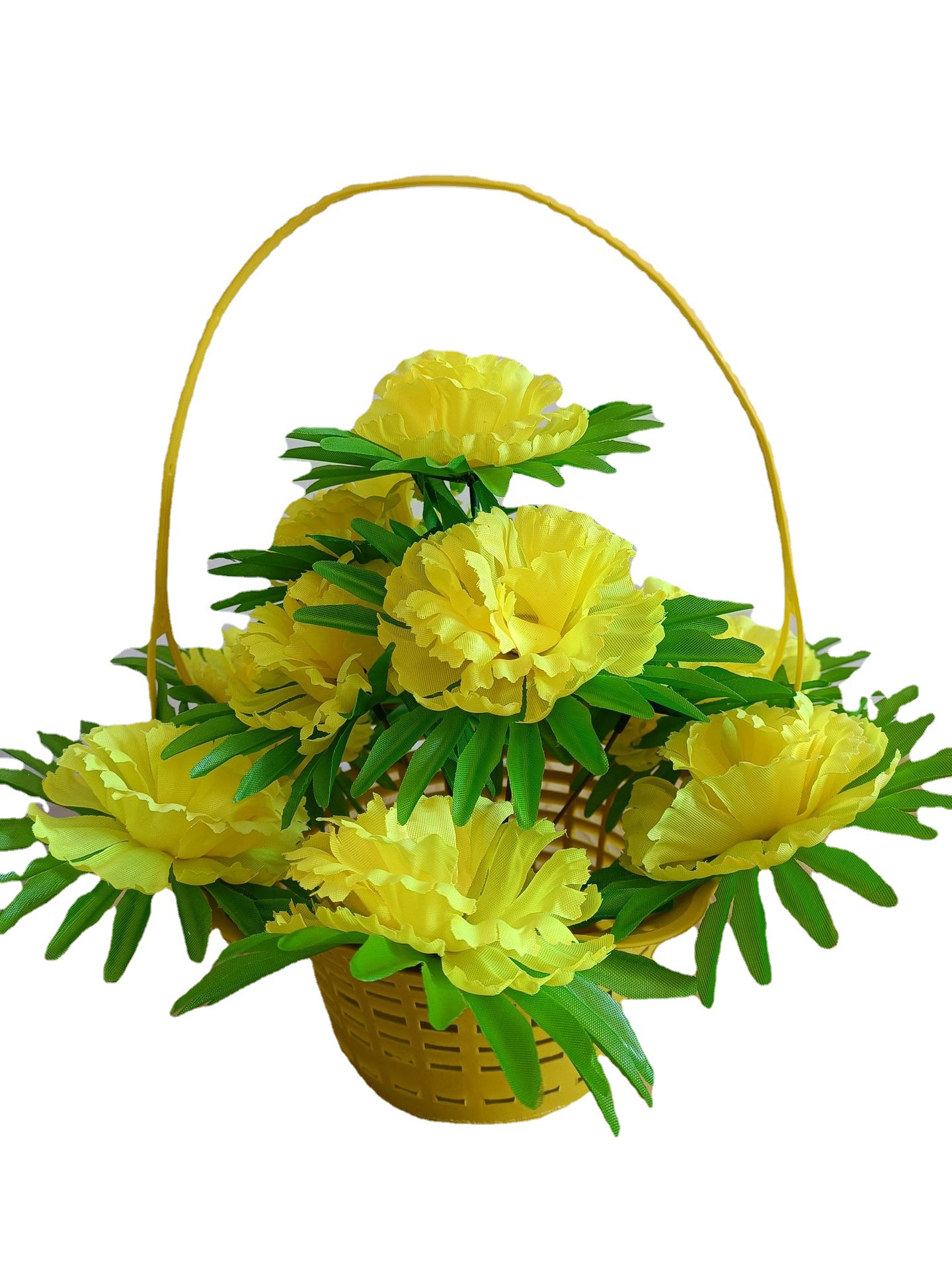 仿真菊花清明花篮供佛花篮清明节祭祀扫墓陵园装饰插花绢花花篮饰