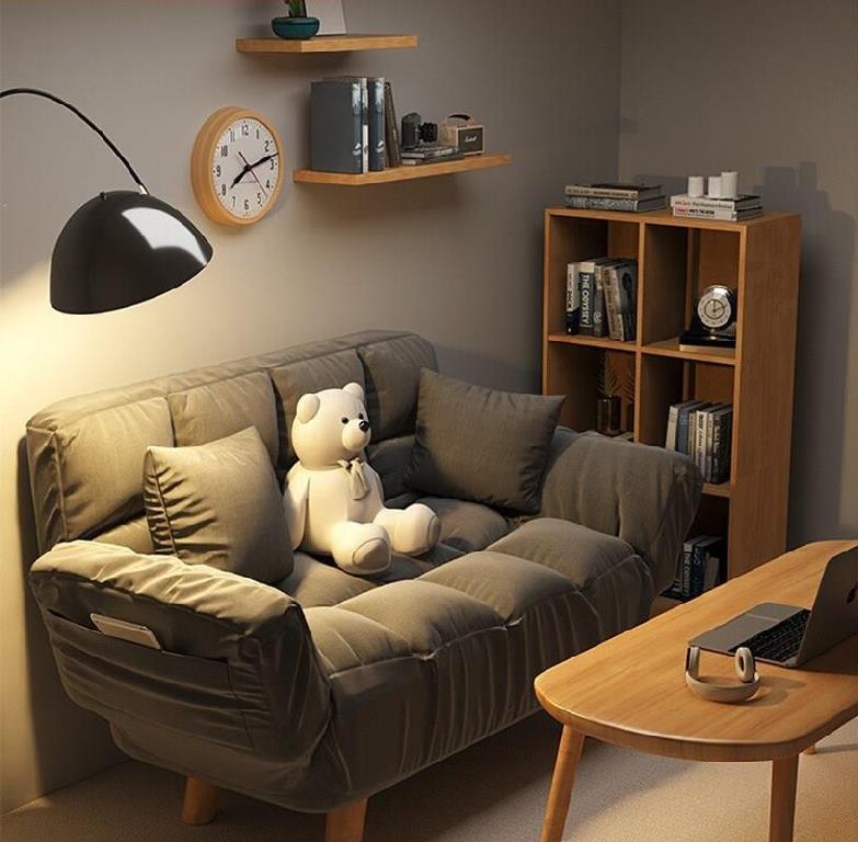 放在房间里的小沙发客厅现代寝室布艺小型卧室迷你放衣服的床边