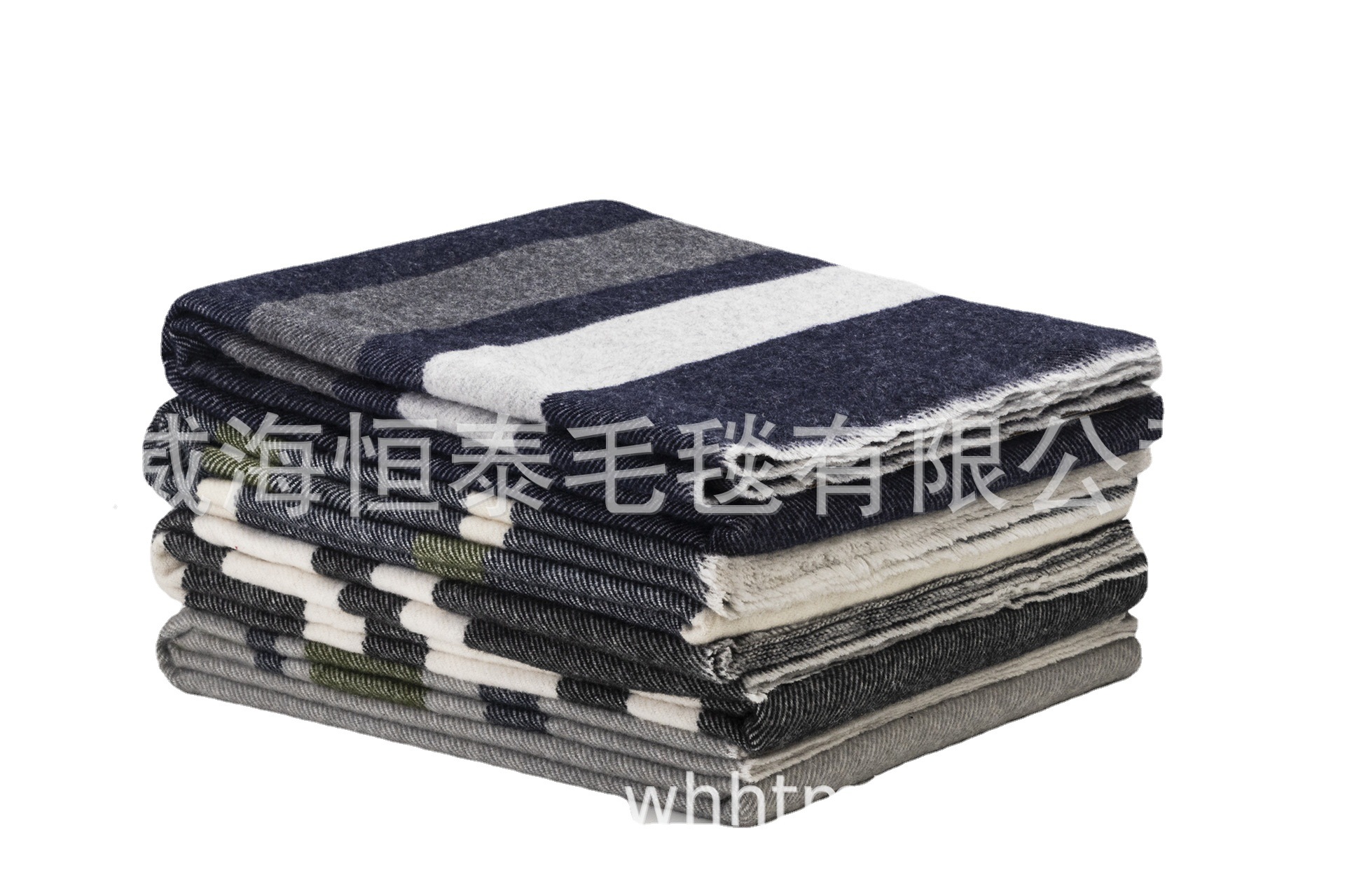 Hot Sale Factory Spot 80% Wool 20% Acrylic Simple Stripes Woolen Blanket Can 50% Wool 50% Acrylic