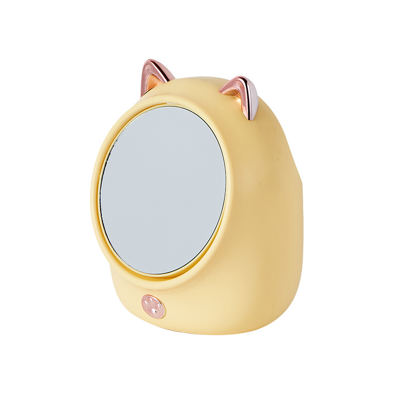 Lucky Cat Cute Rotating Table Mirror Light Luxury Storage Magnifying Glass Student Dormitory Desktop Storage Internet Celebrity Beauty Makeup