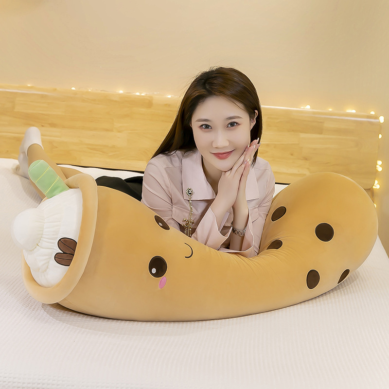 Creative New Long Fruit Bubble Milk Tea Cup Plush Toy Girl to Sleep with Leg-Supporting Cute Pillow Doll