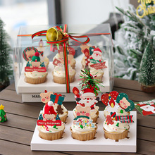 圣诞节纸杯蛋糕装饰插件复古韩式小熊杯子礼盒圣诞老人铃铛摆件