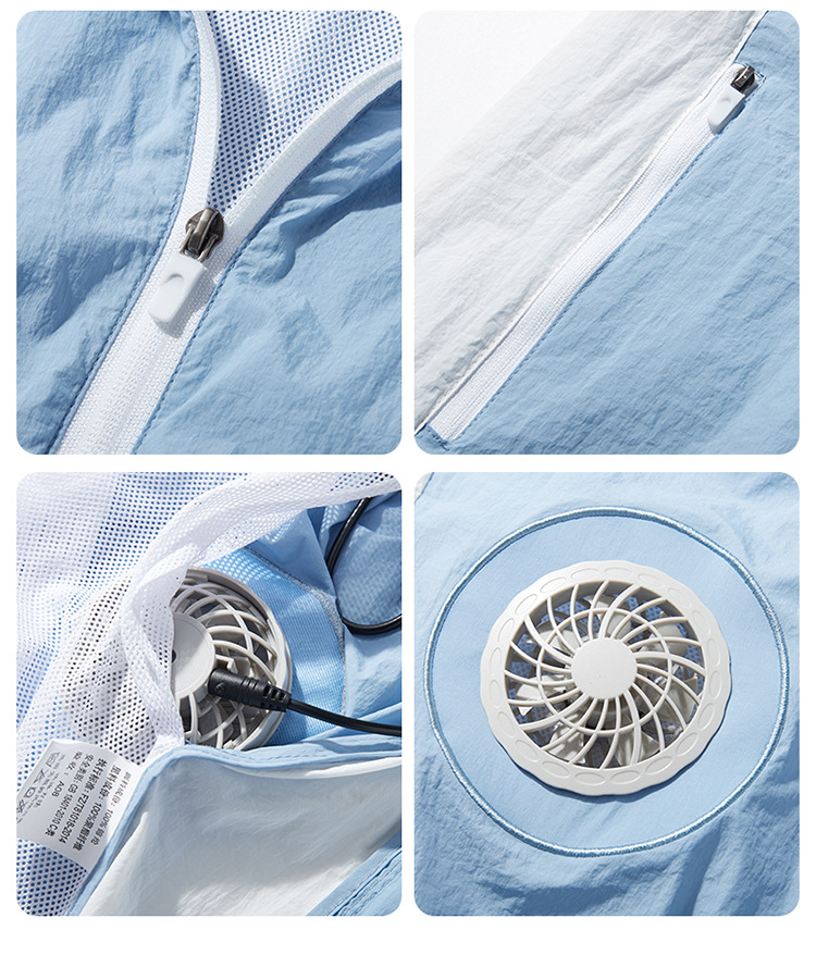 夏季降温风扇服马甲背心男usb充电带风扇衣服防晒情侣工作 空调服