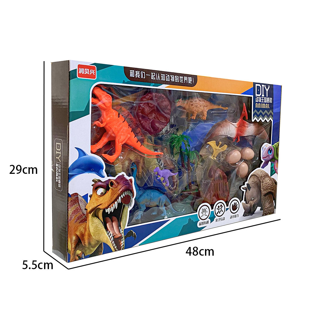 Children's Toy Soft Rubber Dinosaur Animal Model Solid Simulation Science and Education Tyrannosaurus Model Set Large Gift Box