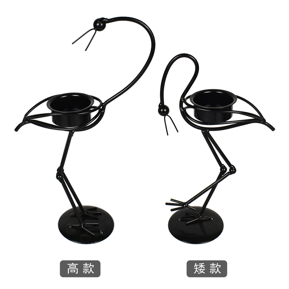 Modern Fashion Creative Crane Craft Candlestick Set Western Restaurant Hotel Decoration Festival Gift