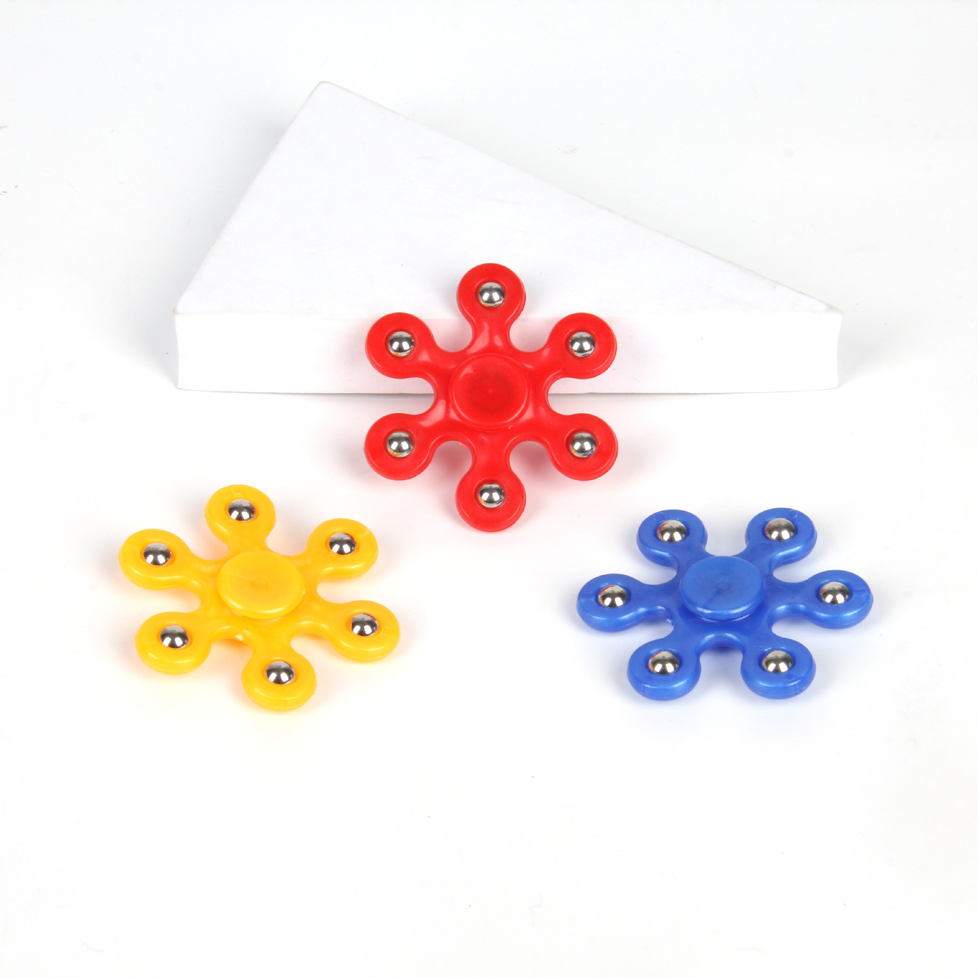 六珠指尖陀螺儿童减压玩具六叶轴承六角钢珠螺旋指间玩具