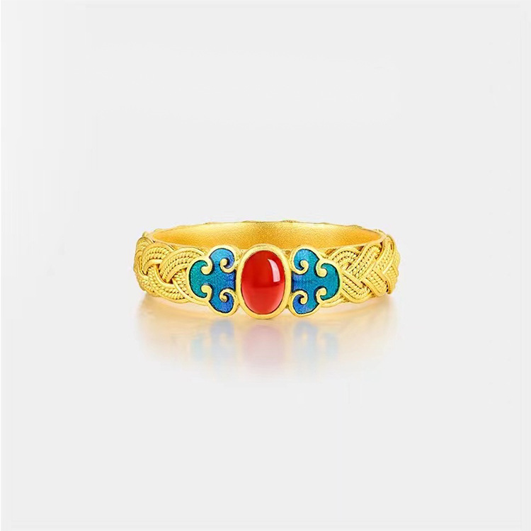 凤锦镀金色戒指复古花丝金戒指女新款结婚商场同款时尚设计-阿里巴巴