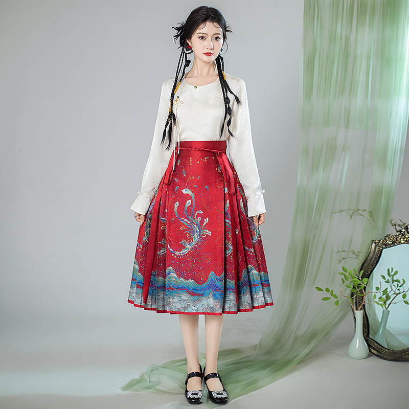 红色马面裙国风改良原创汉服套装2024新款日常通勤上班小个子夏季