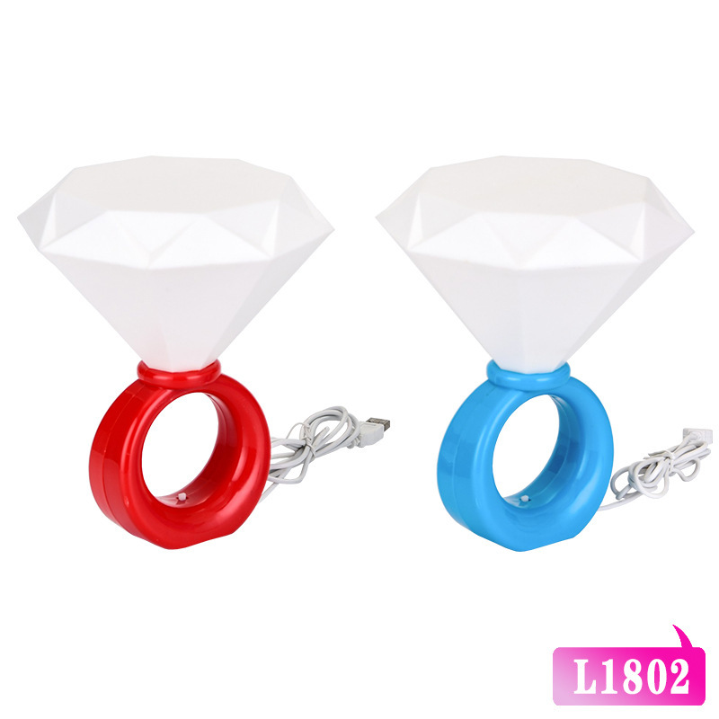 Customized Diamond Ring Light Creative Led Romantic Couple USB Ring Ambience Light Bedside Creative Plug-in Table Lamp