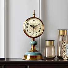 欧式复古座钟客厅家用桌面时钟摆件卧室钟表摆放台式美式轻奢摆钟