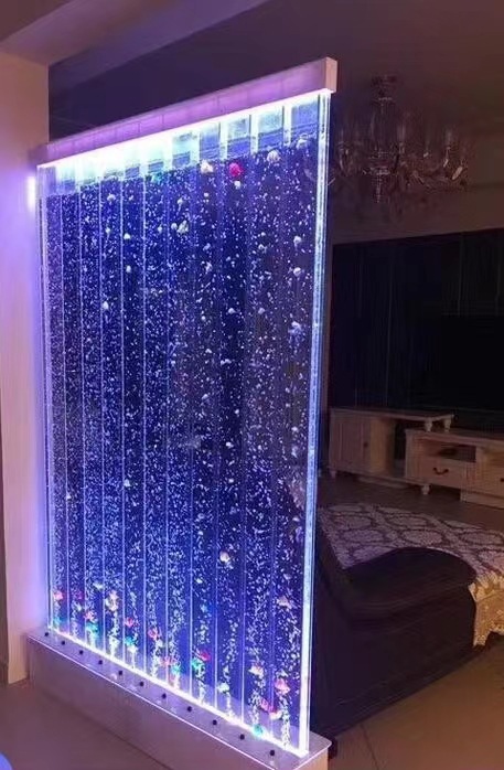 大型亚克力水幕墙流水墙气泡水舞屏风隔断玄关客厅水族箱鱼缸
