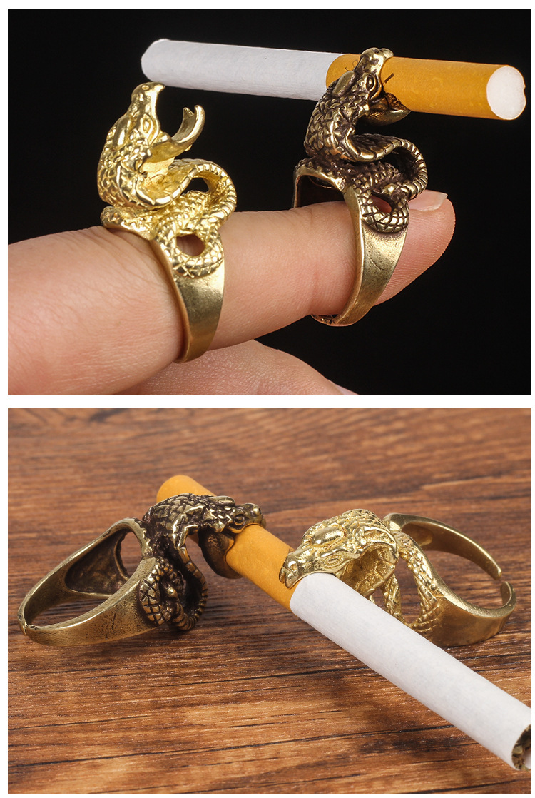 美杜莎蛇型戒指烟托创意个性烟架男士抽烟车载嘻哈戒指多功能