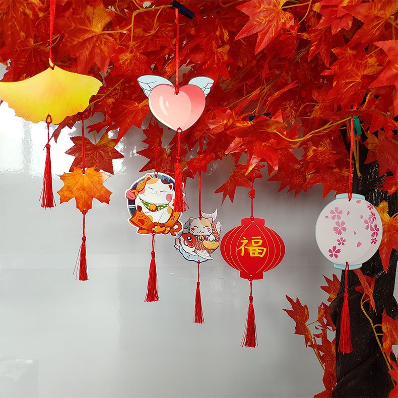 贺卡小卡片新年中国风贺卡许愿树挂件好看的树上吊卡古典树吊牌