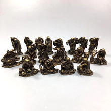 古玩收藏复古杂项黄铜铜器工艺品小型十八罗汉/套摆件茶宠批发
