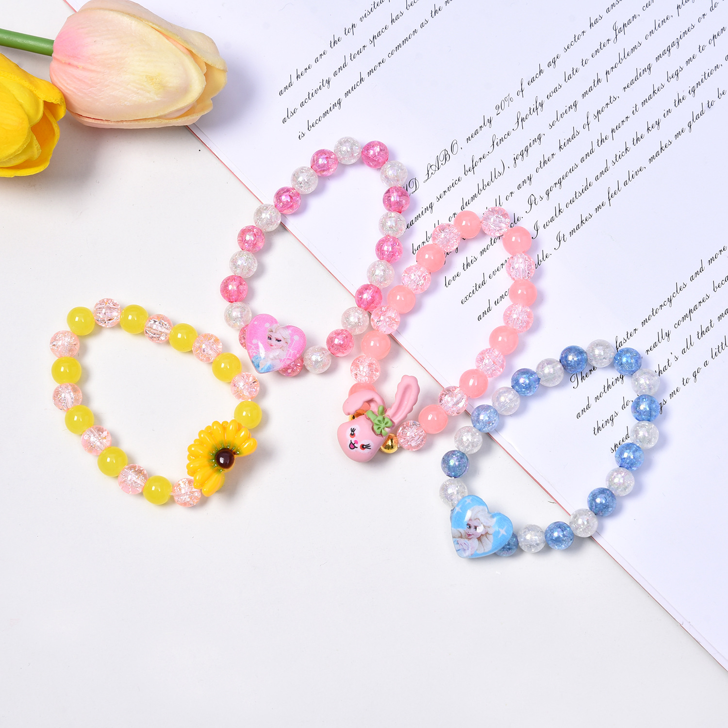 儿童手链女公主串珠卡通可爱小孩女童手环学生首饰手镯饰品宝宝