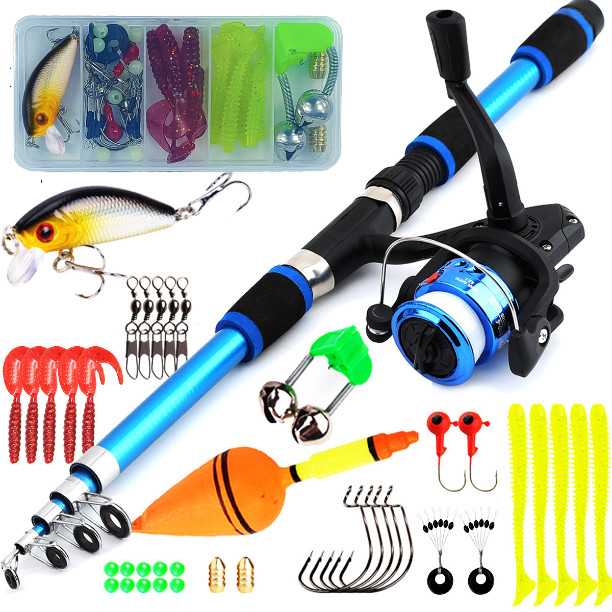 Fishing Gear Set Ultra Short Pole and Wheel Set 1.8 M Children's Fishing Rod Fishing Gear Set Fishing Gear