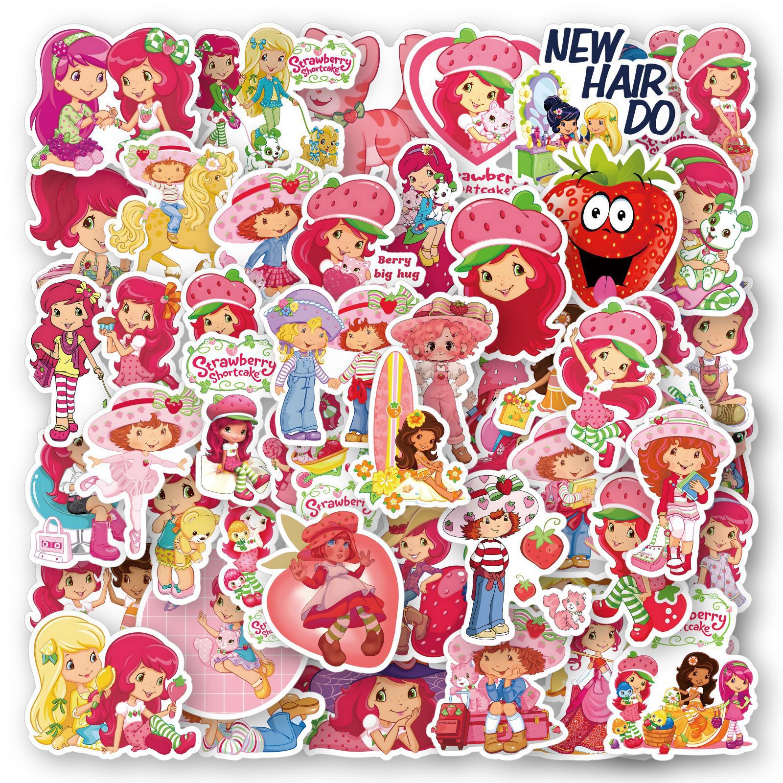 50张跨境新款草莓女孩涂鸦贴纸防水行李箱笔记本贴纸批发-阿里巴巴