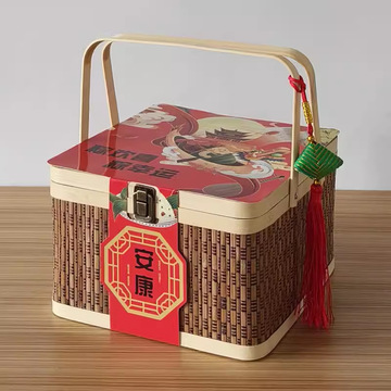 竹编手提月饼粽子大闸蟹礼品包装盒竹篮子食品包装土特产端午礼盒