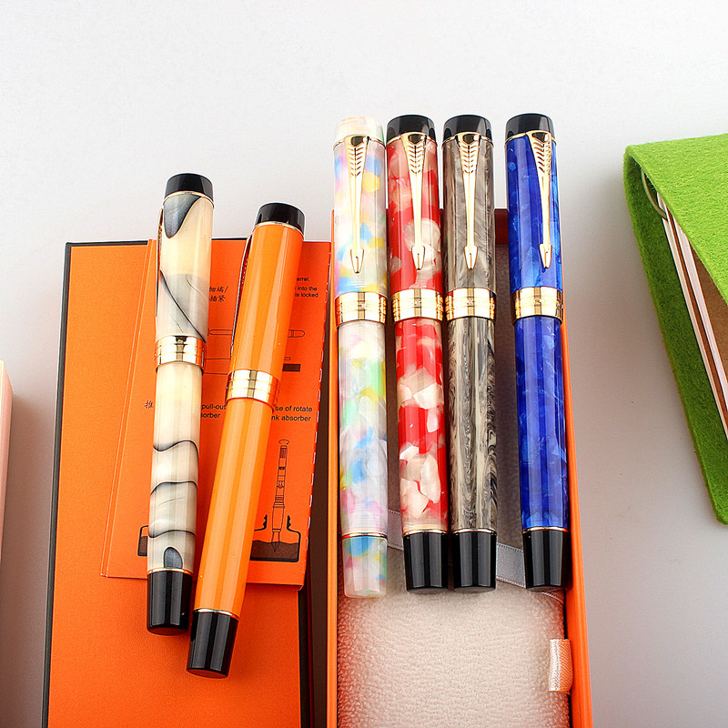 金豪100世纪18k铱金钢笔剑夹亚克力笔杆螺旋笔帽商务送礼书写工具