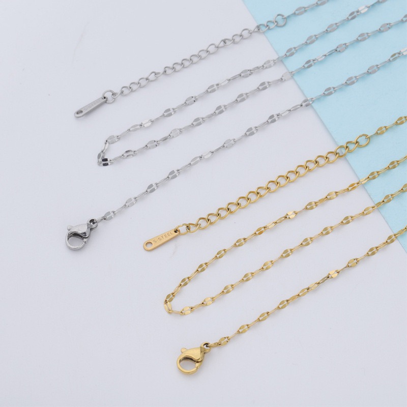 Simple Fish Lip Chain Titanium Steel Necklace Chain Necklace Color Retention Pendant Clavicle Chain Lips with Water Wave Chain
