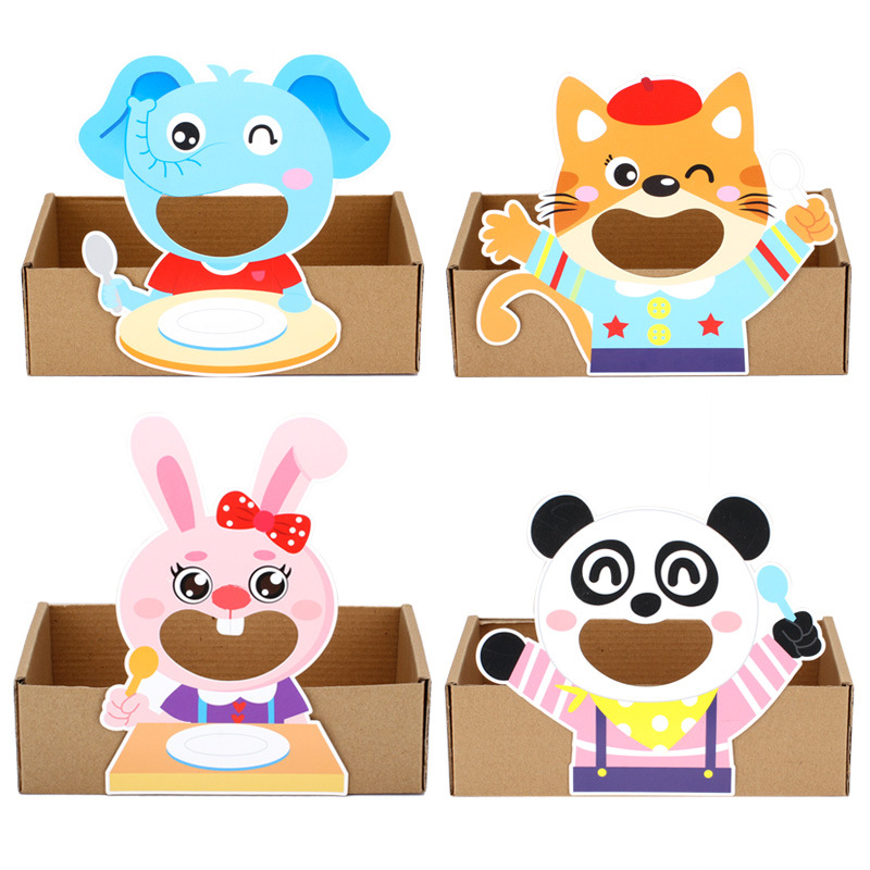 喂小动物吃东西教具儿童手工diy制作材料包半成品早教益智玩具