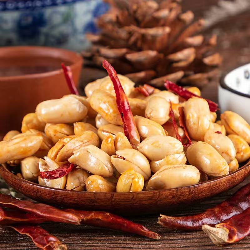 麻辣酒鬼花生米香辣椒盐下酒菜花生仁零食商用200克5斤装大袋批发