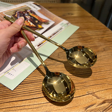 不锈钢圆头勺创意韩式大头勺西餐长柄勺子吃饭勺加厚家用喝汤勺
