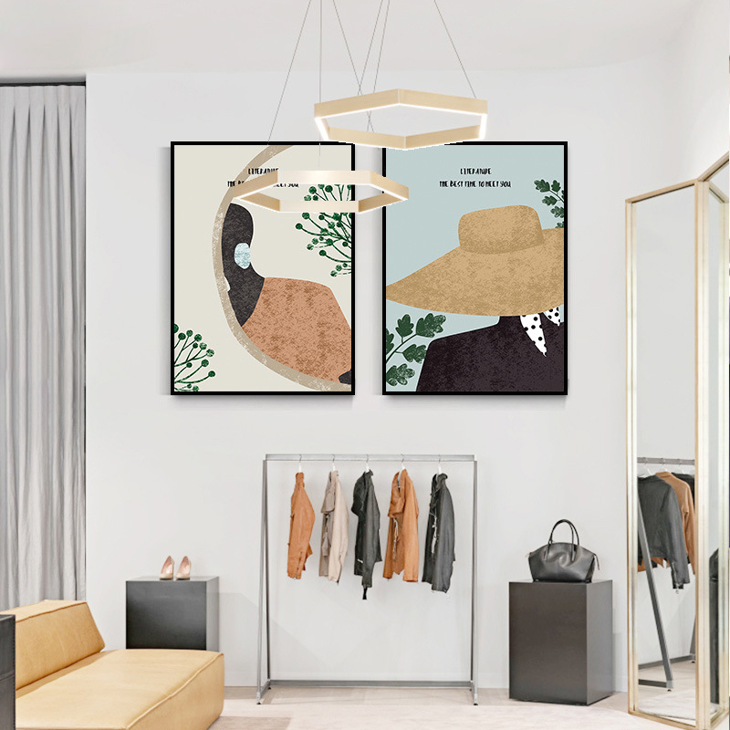 热销款服装店墙面装饰画女装店背景墙壁画个性创意时尚挂画ins小